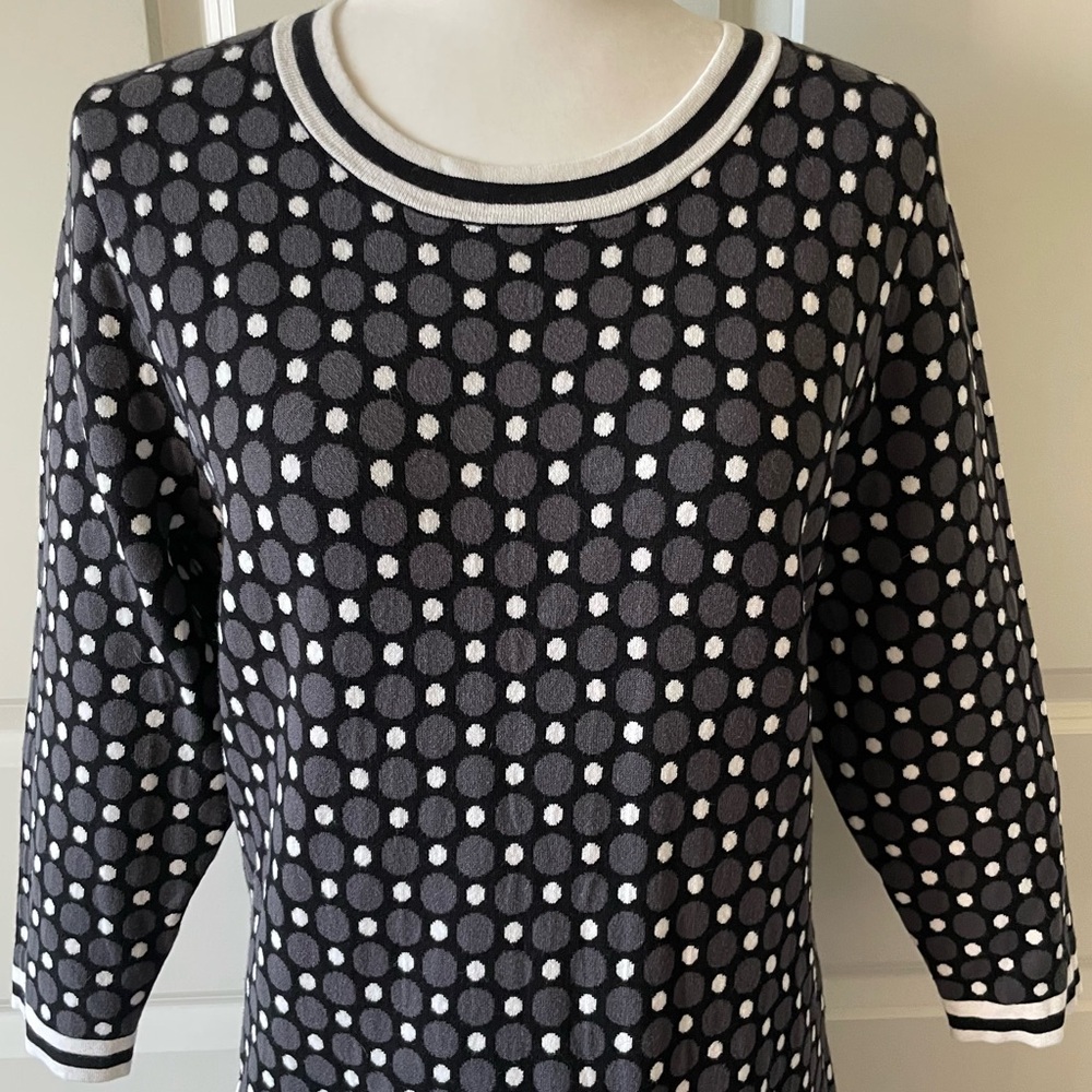 Boden Polka Dot Black and Gray Sweater Dress Size 16 - Picture 4 of 16